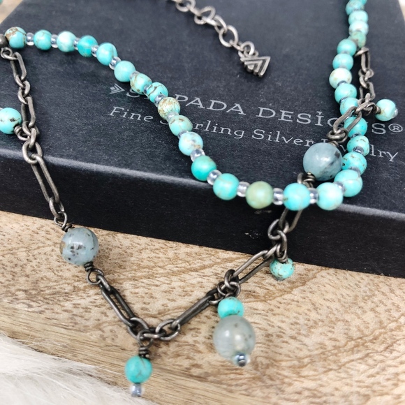 Silpada Sterling 2 Tiered Kyanite Howlite Necklace - Picture 3 of 5